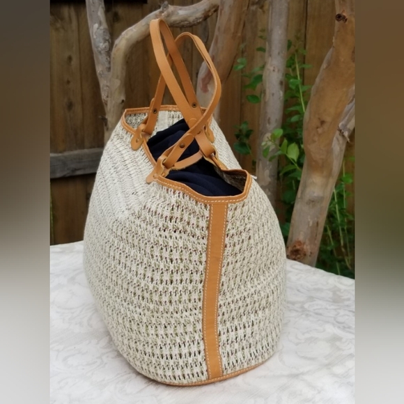 Vintage Rare Ursula Beaugeste Paris Woven  Tote Bag with Leather trim - Picture 6 of 13